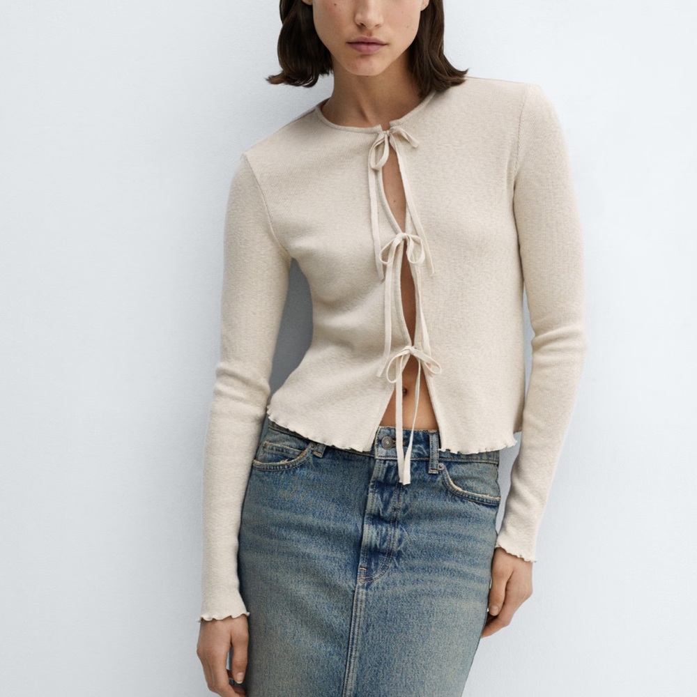 MANGO Knitted cardigan with bows